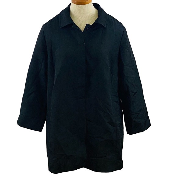 Womens Chicos Size 2 US 12/14 Pleat Back Jacket Black‎ Polyester 3/4 Sleeve - Picture 1 of 5